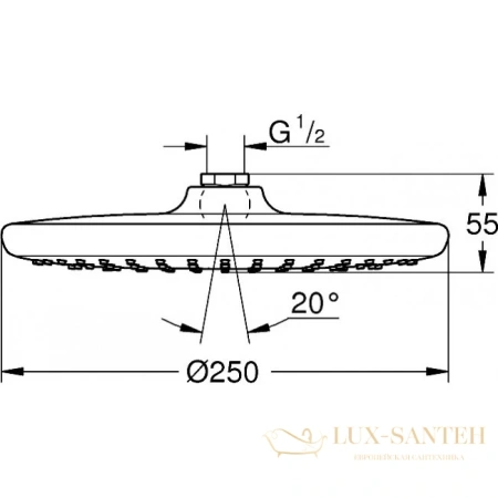 верхний душ grohe tempesta 26666000, хром/белый