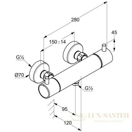 термостат kludi bozz 35203n038 для душа, золото матовое