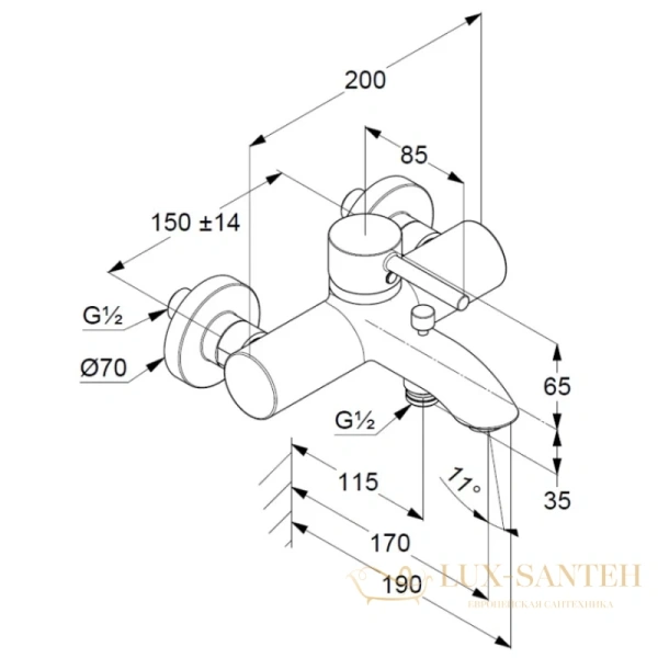 смеситель kludi bozz 386913976 для ванны, черный матовый