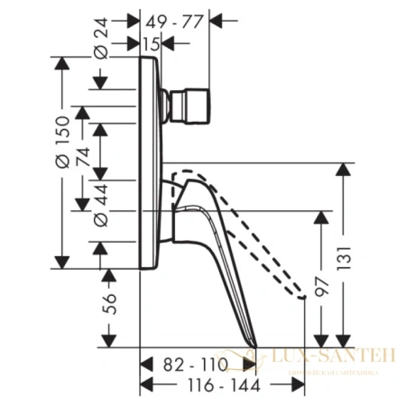 смеситель для ванны hansgrohe novus 71046000, хром