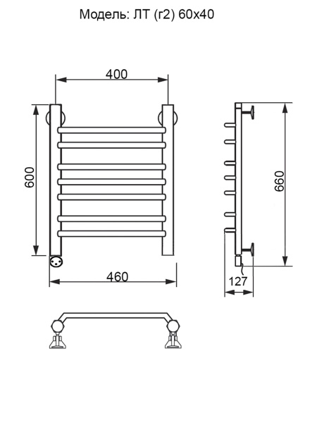полотенцесушитель электрический ника trapezium лт (г2) 60/40 левый тэн, цвет хром