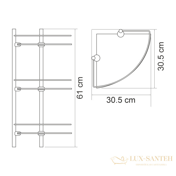 полка стеклянная тройная угловая wasserkraft k-3133white, белый матовый