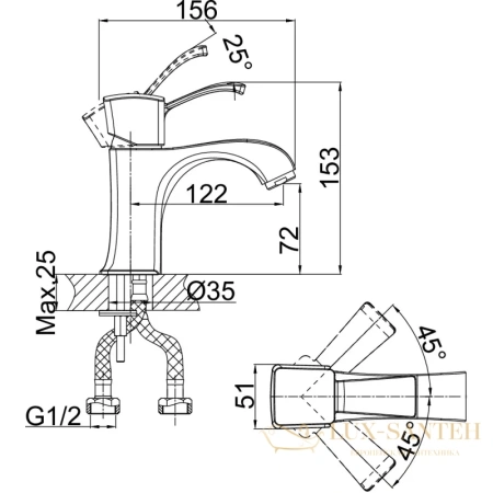 смеситель для раковины d&k rhein.bach da1472101, хром