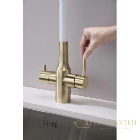 смеситель paulmark salix sa213419-brw для кухни с подключением к фильтру, бронза