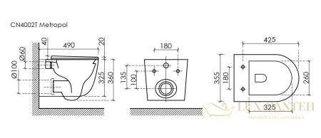 унитаз подвесной ceramica nova metropol cn4002tmb, смыв торнадо, безободковый, с сиденьем микролифт, черный матовый