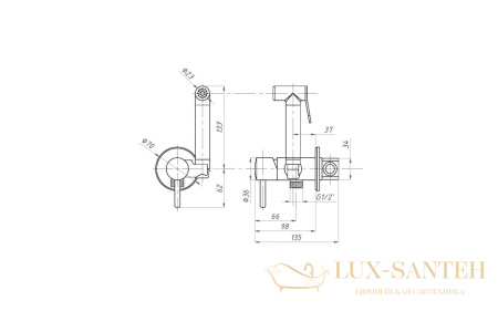 гигиенический душ с прогрессивным смесителем almaes agata al-877-08 золото.