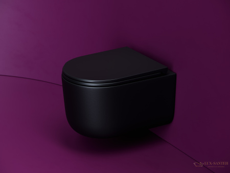 унитаз подвесной ceramica nova ulma, cn4006tmb, смыв торнадо, безободковый, с сиденьем микролифт, черный матовый