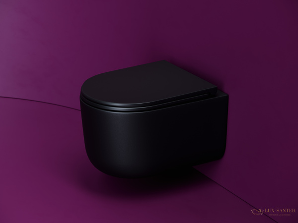 унитаз подвесной ceramica nova ulma, cn4006tmb, смыв торнадо, безободковый, с сиденьем микролифт, черный матовый