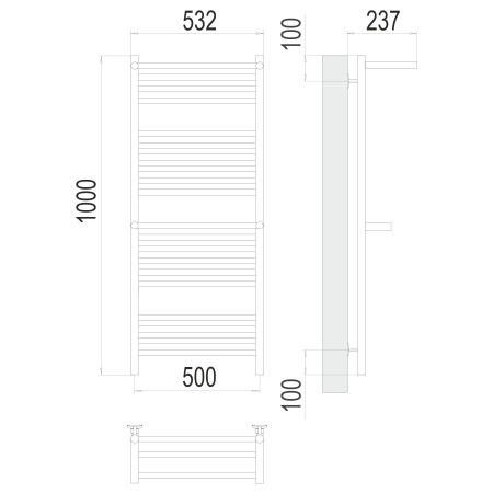полотенцесушитель водяной terminus аврора 4670078529237 с 2 полками п20 500x1000