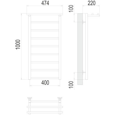 полотенцесушитель водяной terminus контур 4670078529732 с полкой п9 400x1000