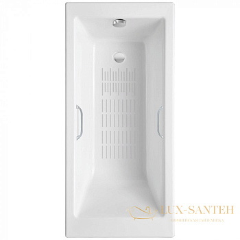 ванна чугунная delice eclat 170х70 с отверстиями под ручки и антискользящим покрытием dlr230621r-as, белый глянцевый