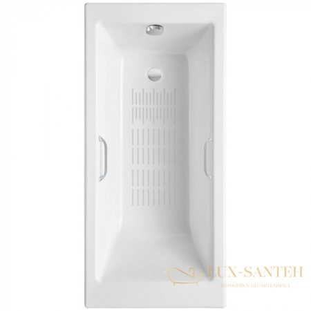 ванна чугунная delice eclat 170х70 с отверстиями под ручки и антискользящим покрытием dlr230621r-as, белый глянцевый