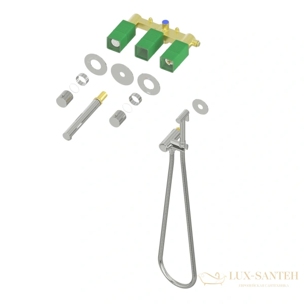 смеситель встраиваемый термостатический для раковины timo saona 2383/00sm, с гигиеническим душем, хром