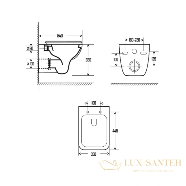 унитаз подвесной безободковый aquame aqm2007, с быстросъемным сиденьем softclose, белый глянцевый