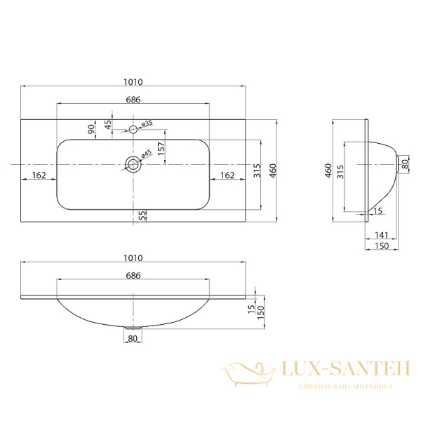 раковина belbagno bb1010/465-lv-vtr-bo 101 см, bianco opaco