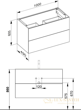 тумба под умывальник keuco plan, 32973300000, 1000x605x490 мм, к/ф: белый (ламинированный матовый)/белый (стекло)