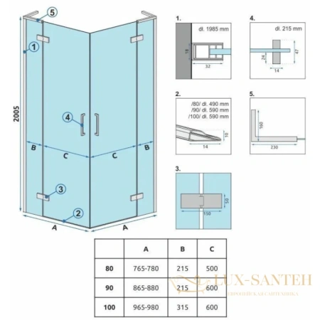 душевой уголок rea hugo rea-k6608 78х78 см 