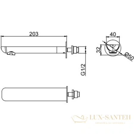 излив d&k dc1004893 для ванны 190 мм, хром