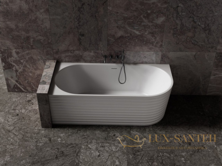 ванна угловая из искусственного камня abber stein as9651 l, левосторонняя, 170х80х55h см, белый матовый 