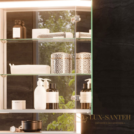 зеркальный шкаф keuco royal lumos, 14324171304, 1000х735х130 мм, к.: анодированный серебристый алюминий/зеркало