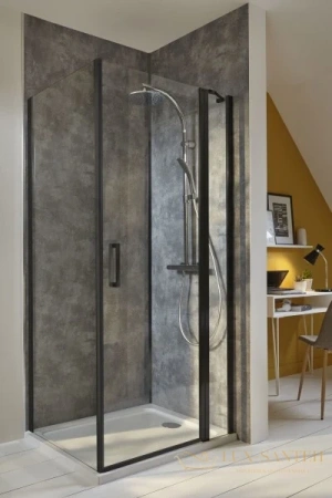 фиксированная боковая панель jacob delafon contra 80 e22ft80-bl профиль черный матовый, стекло прозрачно