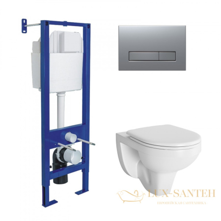 комплект berges 043342: подвесной унитаз gamma с системой инсталляции atom 410 и панелью смыва, хром матовый