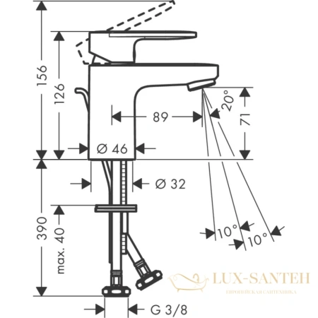 смеситель для раковины hansgrohe vernis blend 71550000, хром