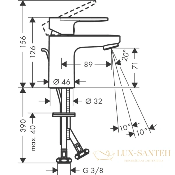 смеситель для раковины hansgrohe vernis blend 71557000, хром