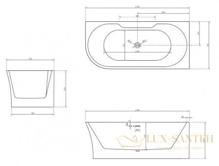 ванна акриловая угловая abber ab9335-1.7 r, белый глянцевый