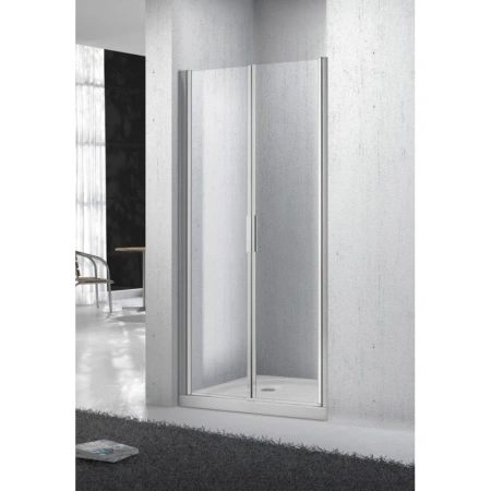 душевая дверь belbagno sela-b-2 sela-b-2-120-ch-cr распашная 120 см, стекло текстурное