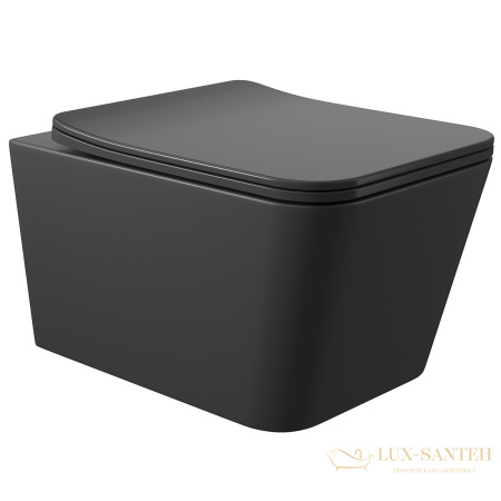 унитаз подвесной aqueduto macio, mac0110, 520*370 безободковый, сиденье с микролифтом, черный матовый