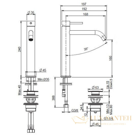 смеситель для раковины fima carlo frattini spillo up, f3031lxscr, с донным клапаном, хром