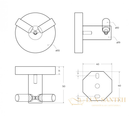 крючок двойной cezares relax-hkd-01, хром глянцевый