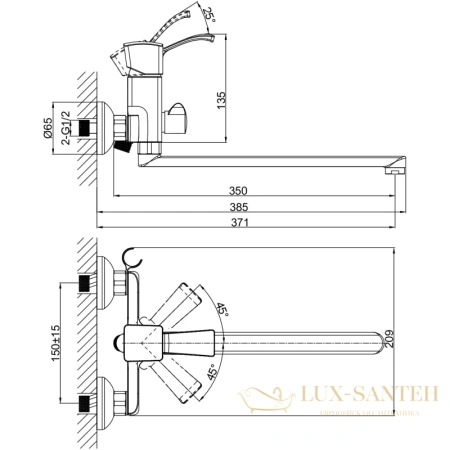 смеситель d&k rhein.bach da1473301 для ванны, хром