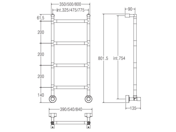 полотенцесушитель водяной margaroli sereno 482 4823204crn, хром, высота 80.5 см, ширина 35 см, хром