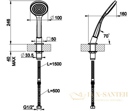 душевой гарнитур gessi rilievo 59127.031, хром