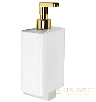дозатор керамический stil haus gea ge30(16) настенный с прямым носиком, золото-белая керамика