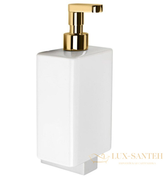 дозатор керамический stil haus gea ge30(16) настенный с прямым носиком, золото-белая керамика