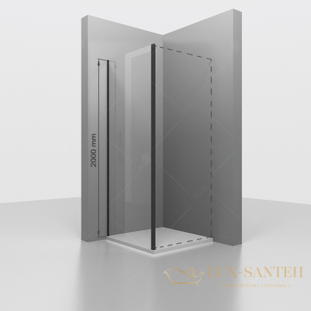 душевая стенка rgw 352205309-14 z-050-3-b 90, профиль черный, стекло прозрачное