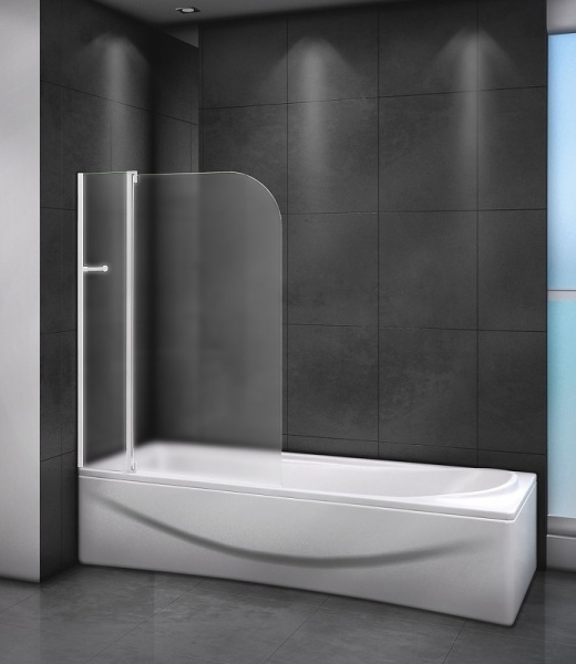 шторка на ванну cezares relax relax-v-11-100/140-p-bi-l 100 см l профиль серый, стекло рифленое