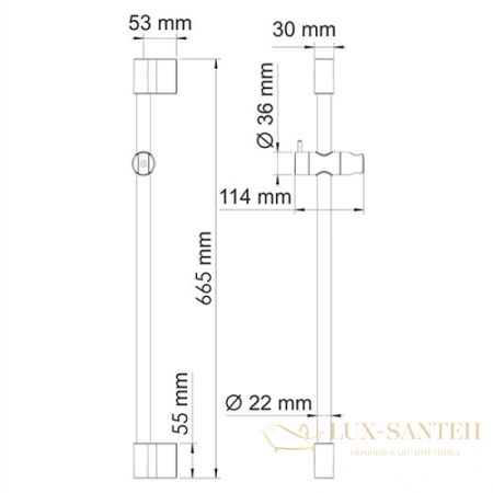 душевая штанга wasserkraft mindel a154 66,5 см, белый