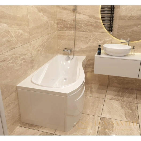 акриловая ванна timo vino vino1590l 150x90 см, белый