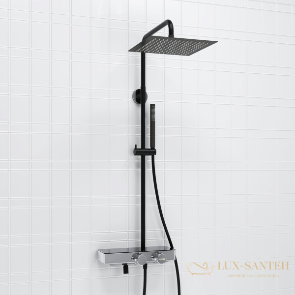 душевая система 300 мм wasserkraft abens a114.162.217.cb thermo, черный матовый