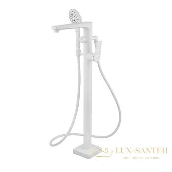 смеситель для ванны напольный lemark bronx lm3744mw, белый матовый