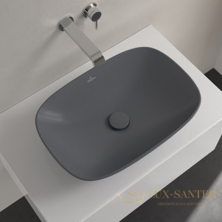 раковина накладная villeroy&boch loop&friends 4a4901i4 56x38 см, graphite ceramicplus, графит матовый