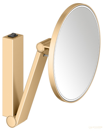 косметическое зеркало keuco ilook_move 17612259004, с кнопочным выключателем, x 5 кратное увеличение, дневной свет, латунь шлифованная 