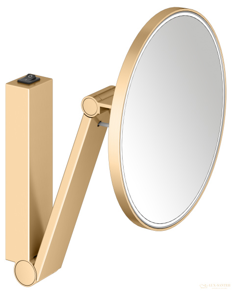 косметическое зеркало keuco ilook_move 17612259004, с кнопочным выключателем, x 5 кратное увеличение, дневной свет, латунь шлифованная 