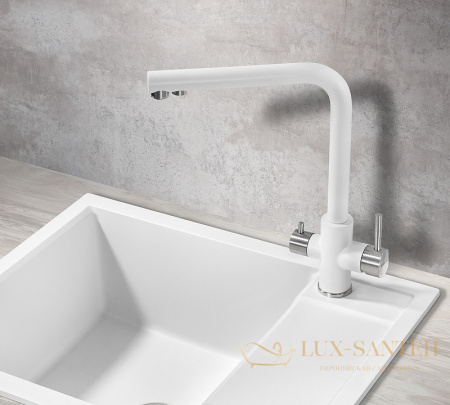 смеситель milacio ultra mcu.553.wh для кухни, белый/нержавеющая сталь