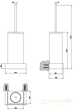 ерш gessi rettangolo 20819.031 настенный, хром/белый