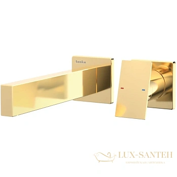 смеситель для раковины teska alax e5307 без донного клапана, золотой